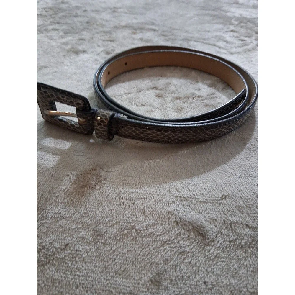 Ann Taylor  Genuine Leather Snakeskin  Belt Small Gray Classic Preppy Skinny